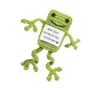 Dawutocap Dessin animé fait à la main grenouille au crochet miniature avec citations inspirantes Cadeau d'anniversaire Drôle Mignon Poupées Cartoon Charme