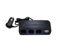 Dawutocap Station de charge pour véhicules - Prise allume-cigare à 3 voies - 2 ports USB - Câble rallongé pour alimenter plusieurs appareils