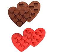 Dawwoti 10 Coeurs Silicone Gâteau Moule - Silicone Non Toxique, Réutilisable, Multi-fonctionnel - Idéal pour Bonbons, Gâteaux, Jelly, Chocolat, Gelée, Cubes de Glace - Couleur Aléatoire