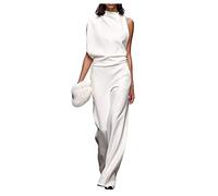 Dawwoti Combinaison De Robe De Banquet pour Femmes, Combinaisons De Jambes Larges sans Manches, Raies De
