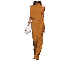 Dawwoti Combinaison De Robe De Banquet pour Femmes, Combinaisons De Jambes Larges sans Manches, Raies De