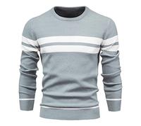Dawwoti Hommes d'affaires De Chandails Ras du Cou Rayé À Manches Longues Pull Pulls Casual Regular Fit