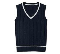 Dawwoti Hommes Femmes Chandail Gilets Sans Manches Débardeur Coton Classique Tricoté Rayé Cavaliers