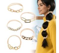 DAWZMR Lot de 5 élastiques à cheveux dorés pour queue de cheval pour femme - Double comme joli bracelet à cheveux