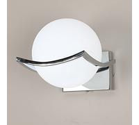 DAXGD Applique Murale Intérieure, E27 Moderne Lampe Murale avec Abat-jour en Verre, 15CM Chrome Luminaire Mural Boule E27 pour Chambre, Salon, Couloir, Escalier (Sans ampoule)