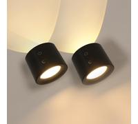 DAXGD Lampada da Parete Interno, Applique da Parete led Moderno 22W 2500 Lumen, Appliques Camera da Letto Design Curvo 3000K Luce Bianca Calda, Nero i efficienza energetica E] 2pcs