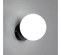 DAXGD Lampe Murale Intérieure, E27 Moderne Applique Murale avec Abat-jour en Verre, 15CM Noir Luminaire Mural Sphérique E27 pour Chambre, Salon, Couloir, Escalier (Sans ampoule)