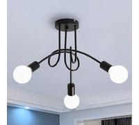 DAXGD Lustre Vintage, Plafonnier Industriel à 3 Lumières, Lustre de Chambre à Coucher en Métal Noir E27 Moderne,Convient pour Salon, Couloir,Café,Bar (sans Ampoule)
