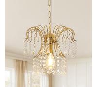 DAXGD Lustres en cristal - Lustre en forme de goutte de pluie - Lustre moderne - Base E27 - Finition dorée brillante