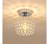 DAXGD Plafonnier en Cristal Blanc Moderne, Mini Lustre en Cristal E27, Luminaire Lampe de Plafond Cristal pour Chambre Couloir Salon(Sans ampoules)