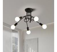 DAXGD Plafonnier Industriel, Lustre Spoutnik Moderne en Fer, lampe de Plafond 5 Lumières E27 Noir pour Salon Chambre Cuisine (Ampoules Non Incluses)