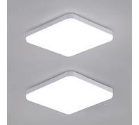 DAXGD Plafonnier LED carré 32W, 2 unités Luminaire Plafonnier Etanche IP54, 3600LM 6500K Blanc Froid, Plafonnier salle de bain cuisine couloir balcon 25cm