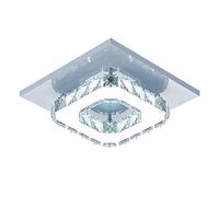 DAXGD Plafonnier LED, Luminaire Plafonnier en Cristal, 12W 5500K Plafonnier Carré Moderne Lustre LED pour Salle de Bain Cuisine Chambre, Dia 20 cm