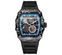 DAXIAOYU Montre de sport à volant d'inertie pour homme - Montre mécanique automatique de luxe lumineuse - Phase de lune - Tonneau, bleu/noir, Sports