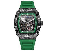 DAXIAOYU Montre de sport à volant d'inertie pour homme - Montre mécanique automatique de luxe lumineuse - Phase de lune - Tonneau, vert, Sports
