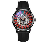 DAXIAOYU Montre mécanique à cadran rotatif pour homme - Montre automatique tendance - Étanche - Lumineuse - Personnalité, Silicone noir, Luxe :