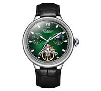 DAXIAOYU Montre mécanique à remontage manuel en cuir pour homme - Phase de lune - Tourbillon - Grand cadran - Montre automatique - Lumineuse, vert