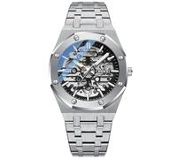 DAXIAOYU Montre mécanique automatique pour homme avec bracelet en acier inoxydable et bracelet en acier inoxydable, noir/blanc, Luxe :