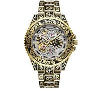 DAXIAOYU Montre mécanique automatique pour homme - Design rétro en relief - Étanche - Lumineuse - De luxe - Vintage - Squelette, doré, Luxe :