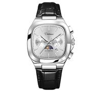 DAXIAOYU Montre mécanique carrée à 6 broches pour homme - Affichage du calendrier - Lumineuse et étanche - Affichage de la semaine et du mois, noir/blanc, Luxe :