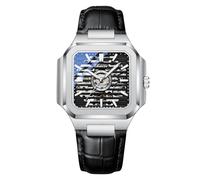 DAXIAOYU Montre mécanique carrée pour homme entièrement automatique en acier inoxydable lumineuse, étanche, montre-bracelet d'affaires, noir, Luxe :