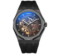 DAXIAOYU Montre squelette mécanique entièrement automatique personnalisée pour homme avec fonction étanche et lumineuse, Bracelet en silicone noir, Décontracté