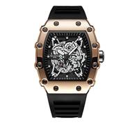 DAXIAOYU Montre tendance cool Tonneau ajouré squelette grand cadran montre pour homme quartz étanche bracelet en silicone sport affaires montre-bracelet lumineuse, rose gold, Tendance