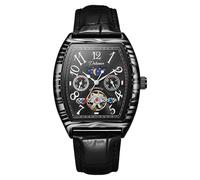 DAXIAOYU Montre vintage à tourbillon creux pour homme, cadran numéroté, phase de lune, montre mécanique automatique, étanche, montre d'affaires décontractée, Noir-L, Luxe :