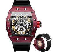 DAXIAOYU Unique Hommes Automatique Montres Tonneau Squelette Mécanique Remontage Automatique Mode Sport Bande Silicone Homme Montre-bracelet Étanche Lumineuse, violet, Tendance