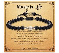 Daxtril Cadeau de musique pour homme et femme, bracelet de musique pour lui, elle, bracelet de choses de musique, cadeau d'anniversaire pour femme, homme, adolescent, Middle, Pierre, Pas de gemme