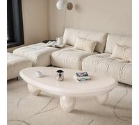 DAXUESEH Jolie Table Basse Nuage À 4 Pieds, Table Basse Blanche Crème À Bords Vivants, Table Centrale D'intérieur Irrégulière Moderne, Table Basse À Thé pour Salon,Water Drop c White 39.4"