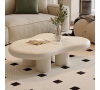 DAXUESEH Jolie Table Basse Nuage À 4 Pieds, Table Basse Blanche Crème À Bords Vivants, Table Centrale D'intérieur Irrégulière Moderne, Table Basse À Thé pour Salon,Cloud a White 46"