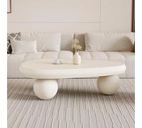 DAXUESEH Jolie Table Basse Ovale Table Basse Moderne en Forme De Nuage Table Basse Irrégulière Table Basse Basse pour Salon avec 3 Pieds en Boule pour Salon Chambre,White 39.4 inch