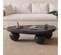 DAXUESEH Jolie Table Basse Ovale Table Basse Moderne en Forme De Nuage Table Basse Irrégulière Table Basse Basse pour Salon avec 3 Pieds en Boule pour Salon Chambre,Black 47.2 inch