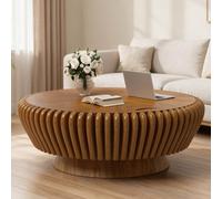 DAXUESEH Petite Table Basse Ronde Cannelée sur Pied Central