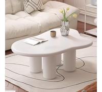 DAXUESEH Table Basse Mignonne Blanche Crème Table Basse Nuage Table Basse Moderne Unique Table Basse De Salon Irrégulière avec 4 Pieds pour Salon, Assemblage Facile