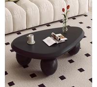 DAXUESEH Table basse moderne en bois en forme de nuage, table basse irrégulière, table basse d'intérieur avec 3 pieds ovales pour salon, chambre à coucher, noir, 100,1 x 65 x 30 cm