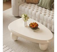 DAXUESEH Table basse moderne en bois en forme de nuage, table basse irrégulière, table basse d'intérieur avec 3 pieds ovales pour salon, chambre à coucher, blanc, 129,9 x 80 x 34,8 cm