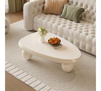 DAXUESEH Table basse moderne en bois en forme de nuage, table basse irrégulière, table basse d'intérieur avec 3 pieds ovales pour salon, chambre à coucher, blanc, 100,1 x 65 x 30 cm
