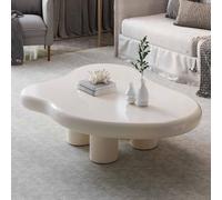 DAXUESEH Table Basse Nuage avec 4 Pieds Courts, Moderne et Blanche, Table d'Appoint Intérieure Irrégulière pour Le Salon, Forme Libre