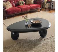 DAXUESEH Table Basse Ovale irrégulière en Forme de Nuage, d'extérieur en Bois Table Centrale contemporaine asymétrique avec 3 Pieds en Boule (A, 46.5in)