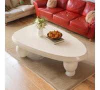 DAXUESEH Table Basse Ovale irrégulière en Forme de Nuage, d'extérieur en Bois Table Centrale contemporaine asymétrique avec 3 Pieds en Boule (B, 46.5in)