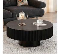 DAXUESEH Table Basse Ronde Blanc Crème Table Basse Cannelée Moderne