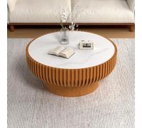 DAXUESEH Table Basse Ronde Cannelée en Forme De Tambour