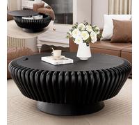 DAXUESEH Table basse ronde cannelée moderne du milieu du siècle, table basse circulaire du milieu du siècle, table centrale pour salon, ferme (A)