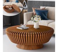 DAXUESEH Table basse ronde cannelée moderne du milieu du siècle, table basse circulaire du milieu du siècle, table centrale pour salon, ferme (B)