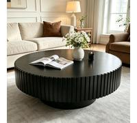 DAXUESEH Table Basse Ronde Moderne en Bois Cannelé à Motif D'Engrenages