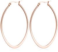 day.berlin Boucles d'oreilles Drop pour Femme (2 pièces) Créoles ovale en acier inoxydable 5.4cm x 3.8cm / 2mm d'épaisseur en argent, or et or rose (Or Rose)