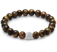 day.berlin Bracelet de perles en pierre naturelle de qualité supérieure pour femme avec de véritables pierres précieuses de 8 mm, cordon de serrage flexible de 18 cm de long, noué à la main avec perle