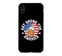 Day Drunk for America Drinking American Flag 4th of July Coque pour iPhone XS Max